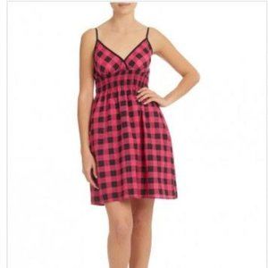 She's Cool - Buffalo Check Bra Cup Mini Dress - Fuchsia